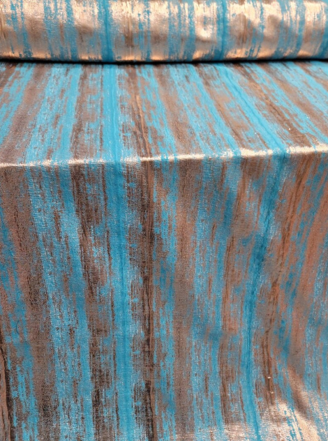 Brocade Jacquard Fabric Turquoise Metallic Gold