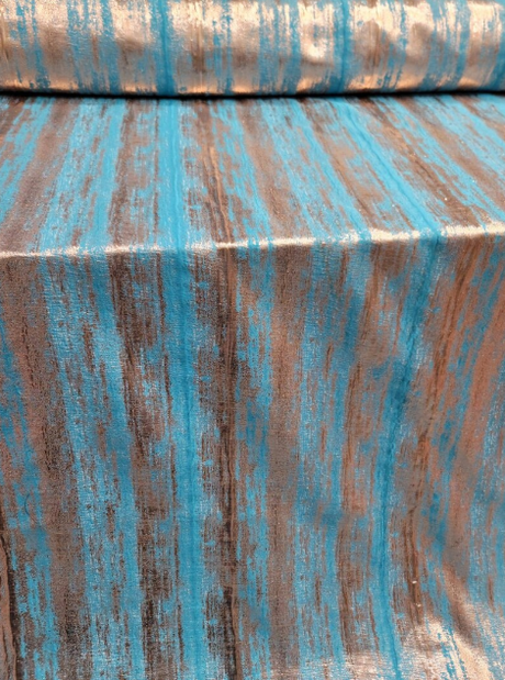 Brocade Jacquard Fabric Turquoise Metallic Gold