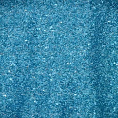 Turquoise Sequin Glitter Embroidery Fabric - Turquoise Sequin, Glitter Embroidery, 1 Yard