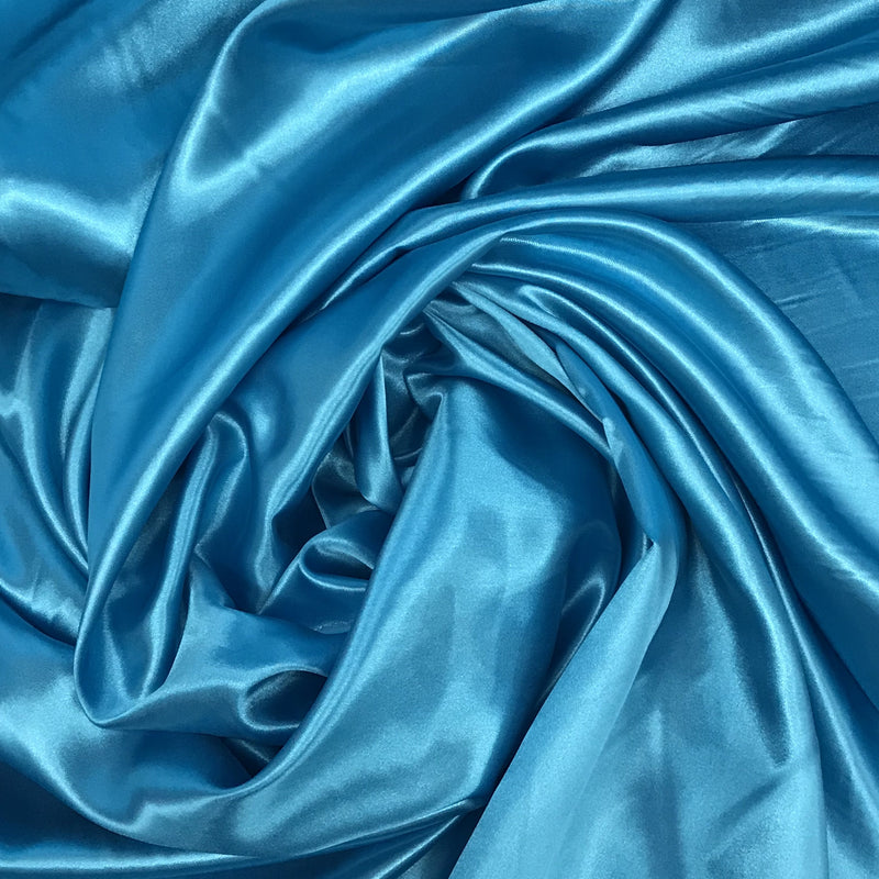 Turquoise Medium Satin Polyester Fabric - Turquoise, Satin, 58"-60" Width