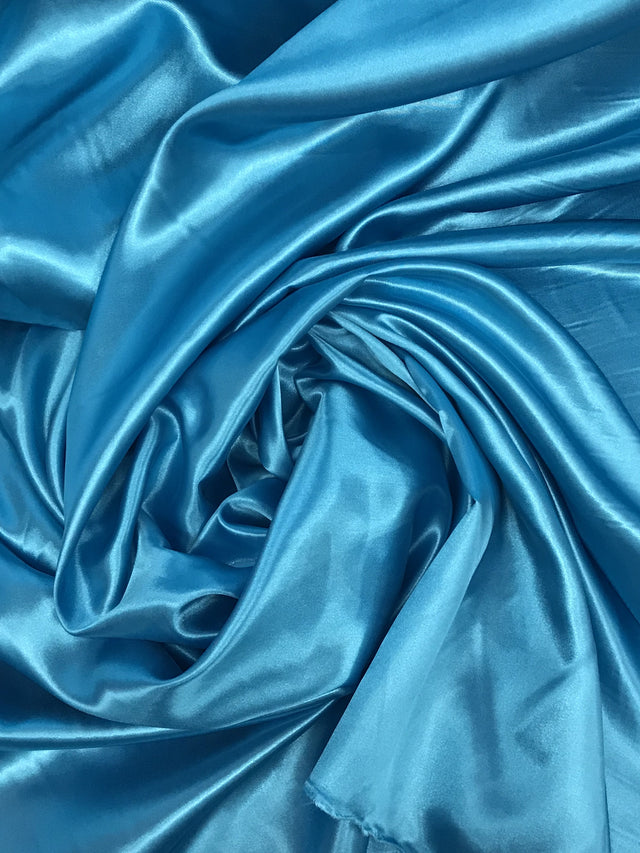 Turquoise Medium Satin Polyester Fabric - Turquoise, Satin, 58"-60" Width
