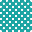 1″ One Inch White Polka Dot on Turquoise Poly Cotton Fabric,
