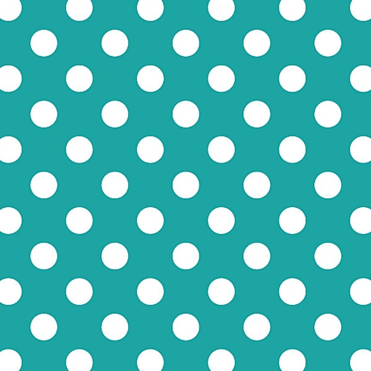 1″ One Inch White Polka Dot on Turquoise Poly Cotton Fabric,