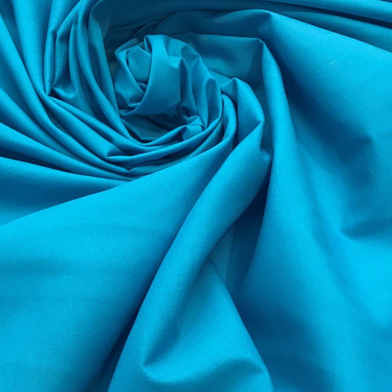 Turquoise Poly Cotton Fabric - Turquoise, Broadcloth, 59/60" Width (1 Yard)