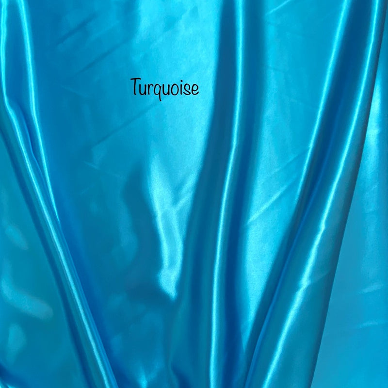 Turquoise Bridal Satin Polyester Fabric - Turquoise, Satin, 58"-60" Width (1 Yard)
