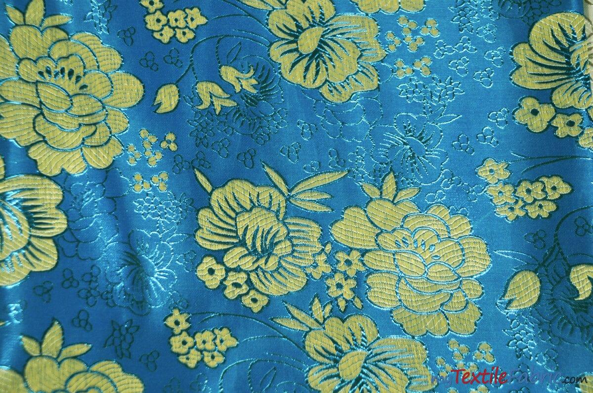 Oriental Metallic Flower Brocade Metallic Brocade Fabric - Metallic Flower, 58" Width (1 Yard)