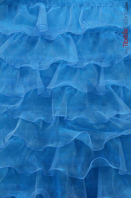 Organza Ruffled Mesh Polyester Fabric - Layered Ruffle Mesh, 57" Wide, Multiple Colors (1 Yard)