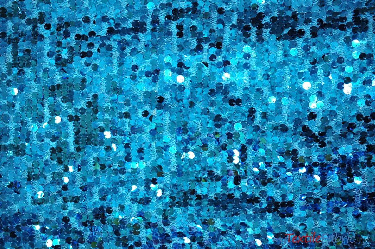 New York Dazzle Polyester Sequins Fabric - 6Mm Sequins, Semi Solid Mesh Sheer Background, 52" Width, Multiple Colors (1 Yard)