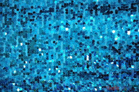 New York Dazzle Polyester Sequins Fabric - 6Mm Sequins, Semi Solid Mesh Sheer Background, 52" Width, Multiple Colors (1 Yard)