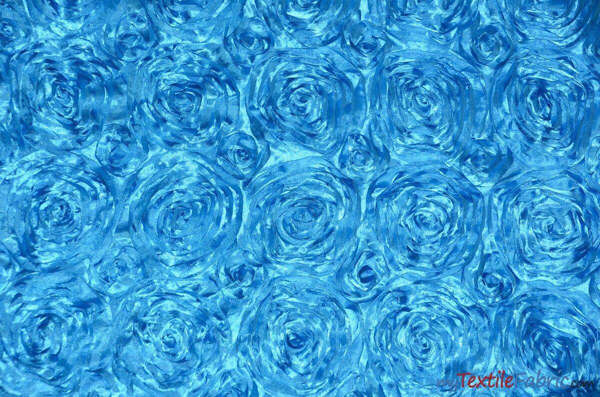 Rosette Satin Polyester Fabric - 3D Satin Floral Embroidery, 52/54" Width (Yards, Bolts, Sample Swatch)