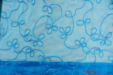Fantasia Sheer Organza Embroidery Fabric - Embroidered Floral Sheer, 54" Width, Multiple Colors (1 Yard)