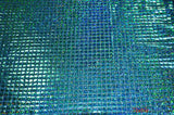 Hologram Quad Sequins Polyester Fabric - Holographic Square Sequins, 40" Width, 7 Colors (1 Yard)