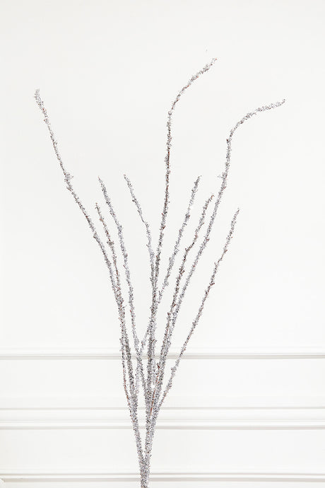 40" Silver Glitter Twig Branch