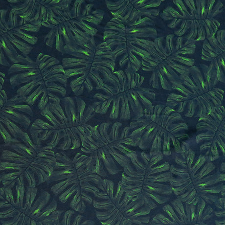 Swim Knit Nylon Spandex Twilight Monstera Print
