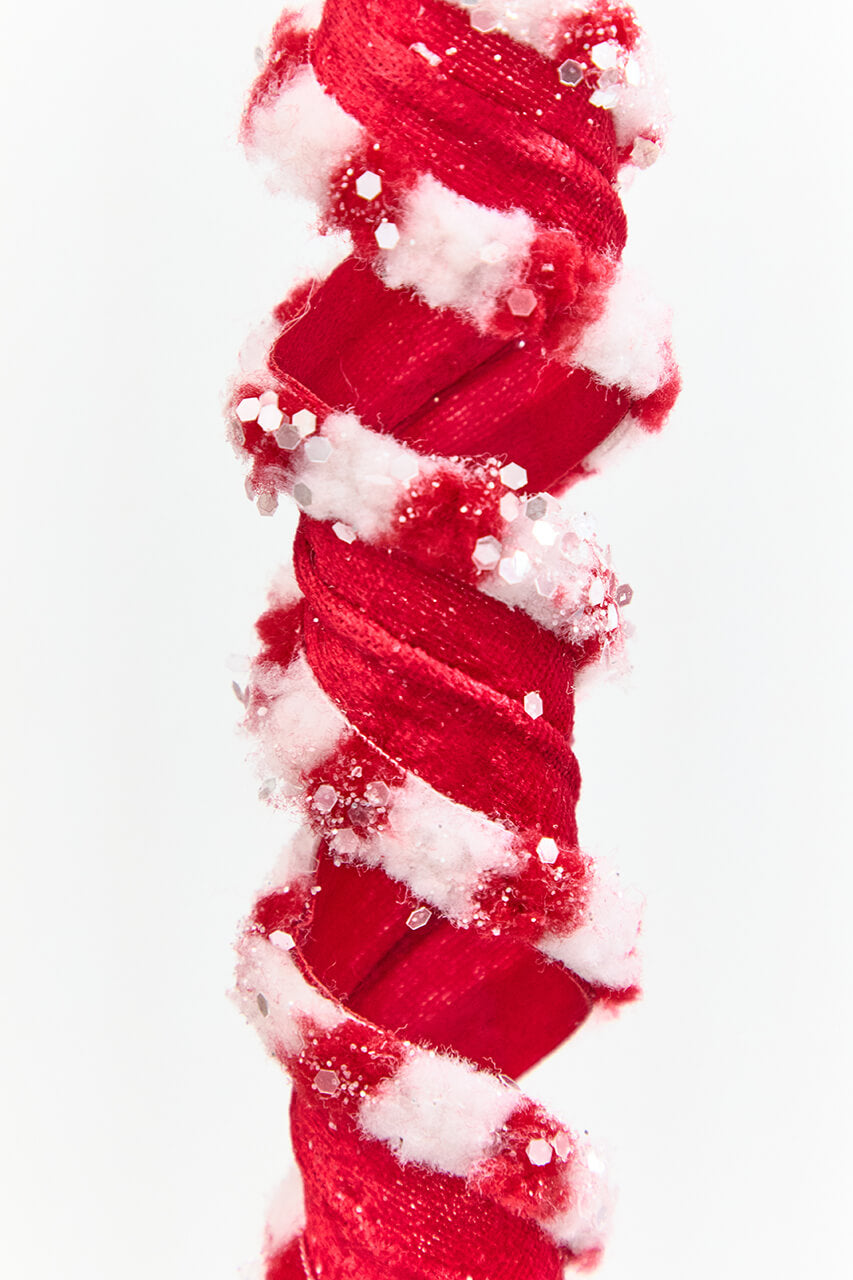 25.5" Red & White Twist Ribbon Spray