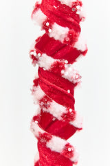 25.5" Red & White Twist Ribbon Spray