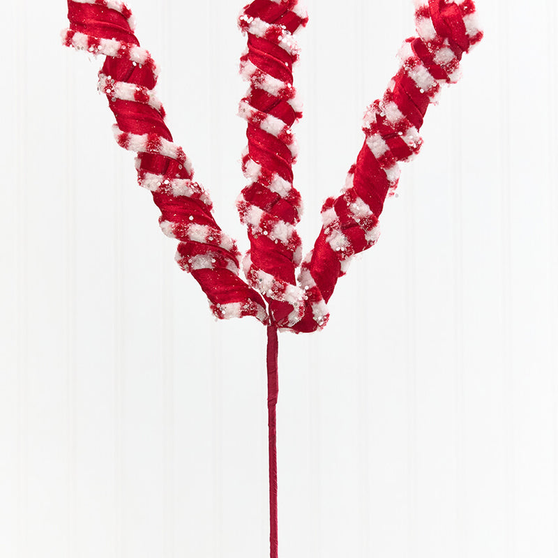 25.5" Red & White Twist Ribbon Spray