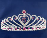 Fuchsia Crystal Mis Quince Quinceañera Rhinestone Tiara