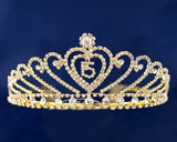 Gold Crystal Mis Quince Quinceañera Rhinestone Tiara
