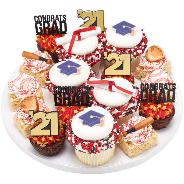 Graduation Icon and cap Assortment Cupcake Cake Pics - set of 144