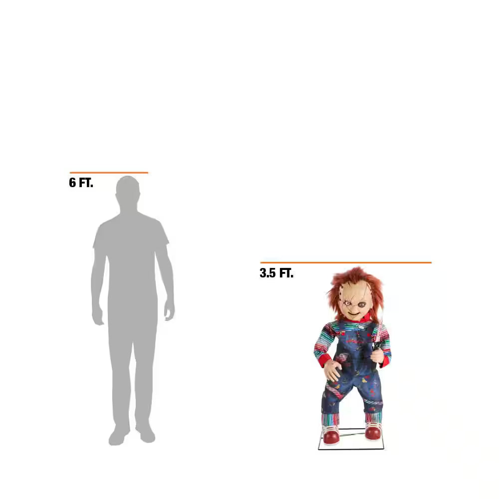 3.5-ft Animated LED Scarred Chucky Doll Halloween Decoration