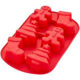 Wilton Christmas Stocking, Tree and Gingerbread Boy Silicone Baking and Candy Mold, 6-Cavity