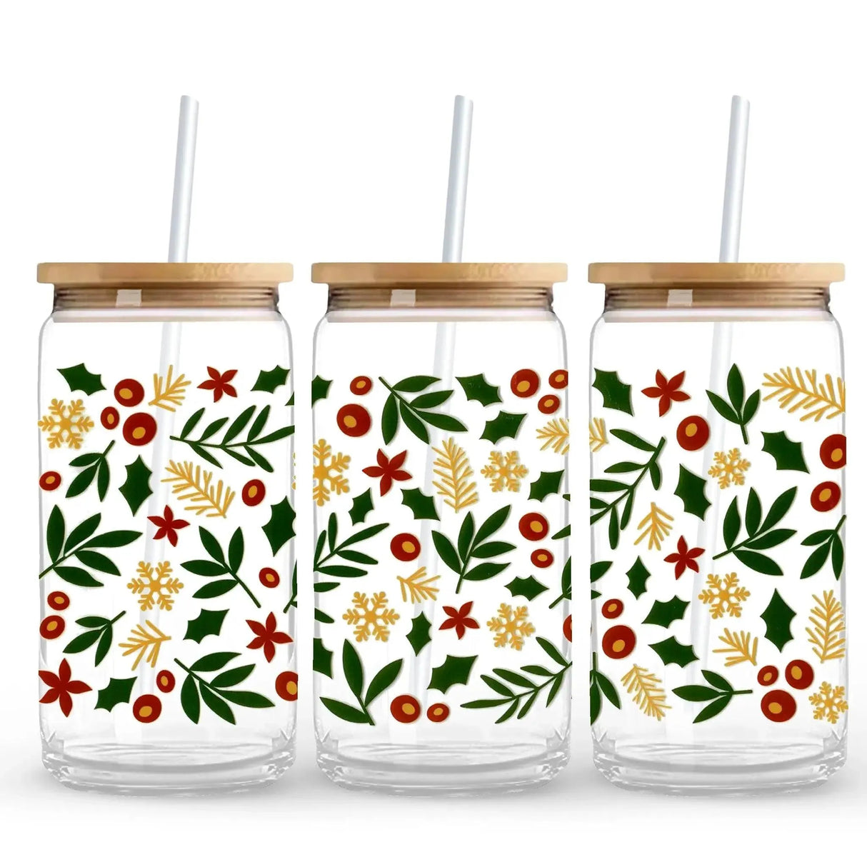 UV DTF Wrap - Christmas Holly & Berries (9.7" x4.3")