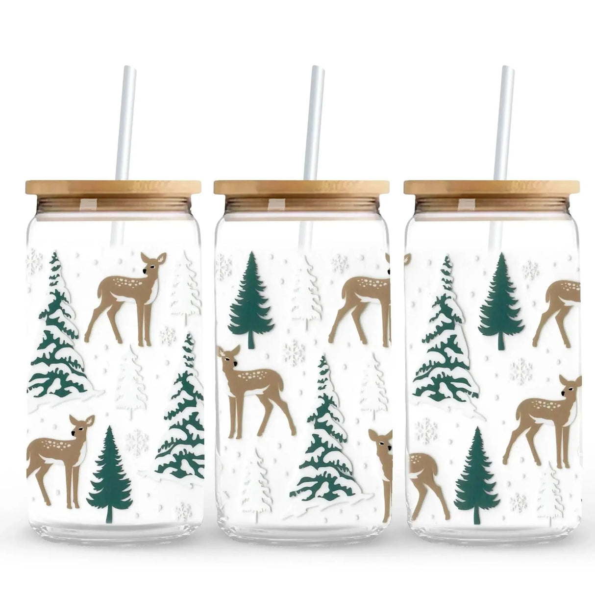 UV DTF Wrap - Christmas Trees & Deer (9.7" x4.3")
