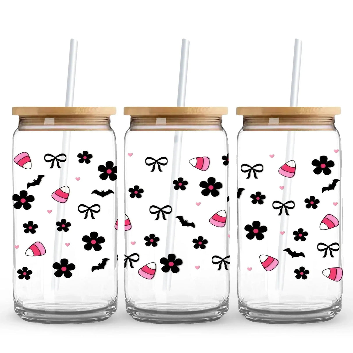 UV DTF Wrap -  Flowers, Bats & Candy Corn (9.7" x 4.3")