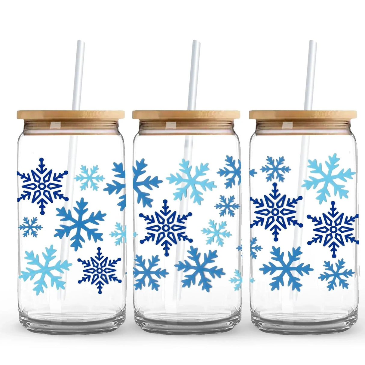 UV DTF Wrap -  Winter Blue Snowflakes (9.7" x 4.3")