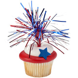 Independence Day Spray Mylar topper celebrate with congratulations Cupcake Cake Pics - set of 24