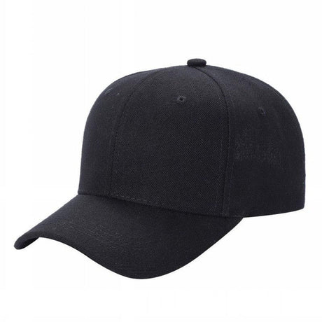 Baseball Caps Polyester Fabric - Black, 6 Panels, Structured, Curved Bill, Adjustable Hook And Loop Closure (One Size)