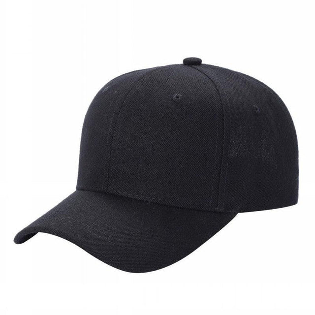 Baseball Caps Polyester Fabric - Black, 6 Panels, Structured, Curved Bill, Adjustable Hook And Loop Closure (One Size)