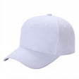 Baseball Caps Polyester Fabric - White, 6 Panels, Curved Bill, Adjustable Hook And Loop Closure (One Size)
