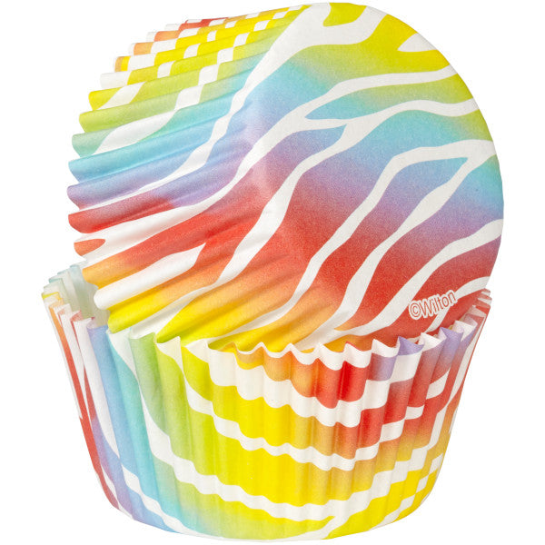Wilton Rainbow Zebra Print Standard Cupcake Liners, 75-Count