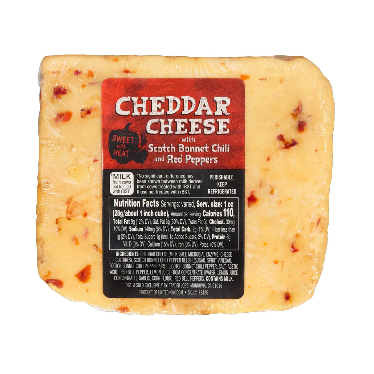 Cheddar Cheese with Scotch Bonnet Chili Peppers