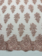 Valentina Floral Embroider With Sequins Mesh Lace Fabric - Floral Embroidered Sequins, 54" Width (1 Yard)