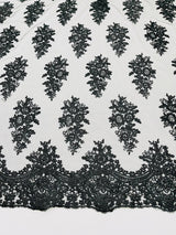 Valentina Floral Embroider With Sequins Mesh Lace Fabric - Floral Embroidered Sequins, 54" Width (1 Yard)