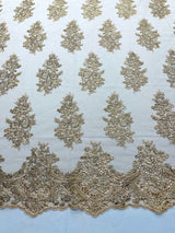 Valentina Floral Embroider With Sequins Mesh Lace Fabric - Floral Embroidered Sequins, 54" Width (1 Yard)