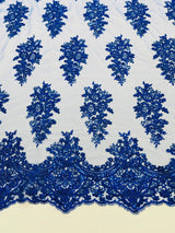 Valentina Floral Embroider With Sequins Mesh Lace Fabric - Floral Embroidered Sequins, 54" Width (1 Yard)