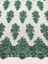 Valentina Floral Embroider With Sequins Mesh Lace Fabric - Floral Embroidered Sequins, 54" Width (1 Yard)