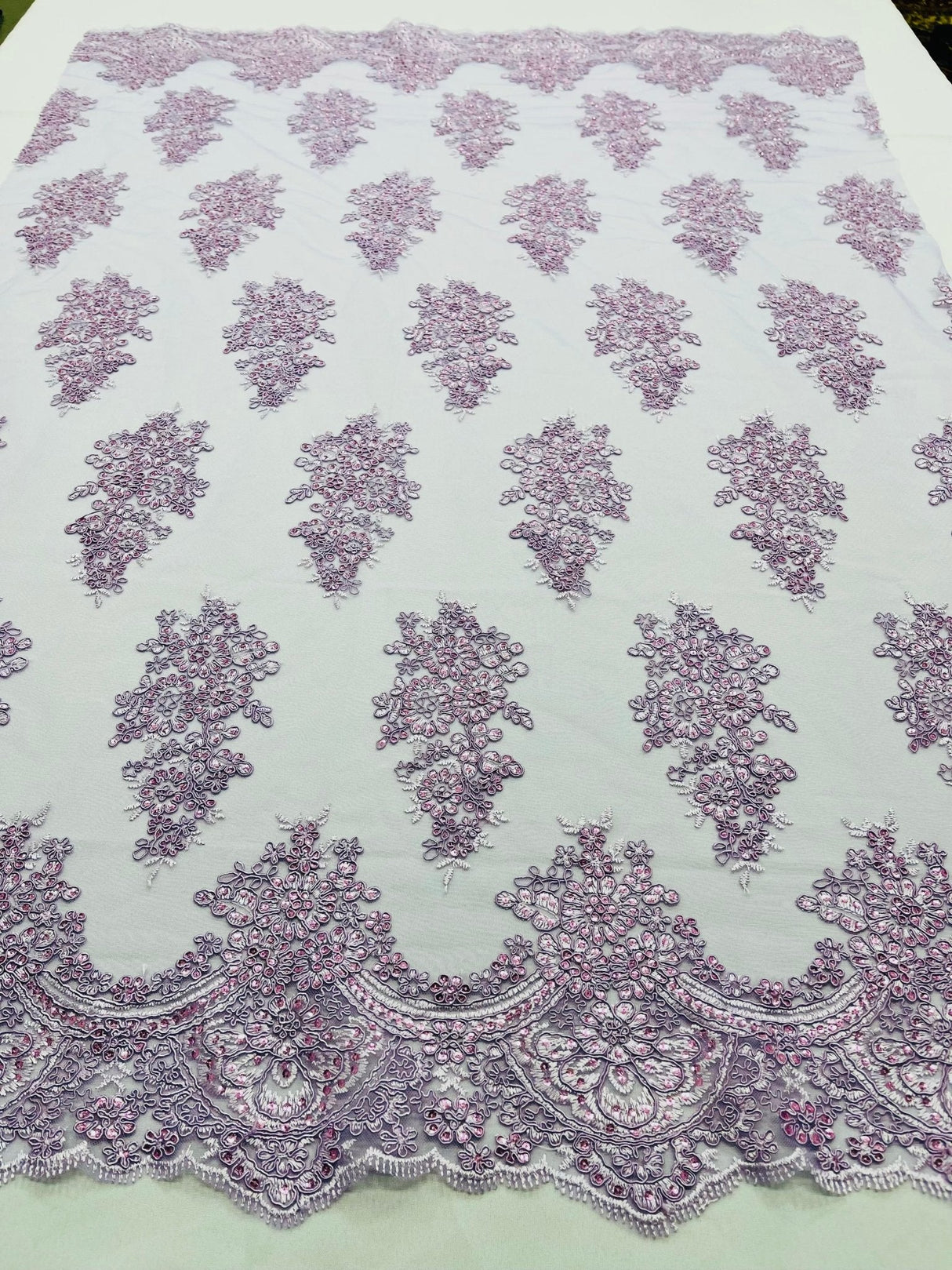 Valentina Floral Embroider With Sequins Mesh Lace Fabric - Floral Embroidered Sequins, 54" Width (1 Yard)