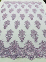 Valentina Floral Embroider With Sequins Mesh Lace Fabric - Floral Embroidered Sequins, 54" Width (1 Yard)