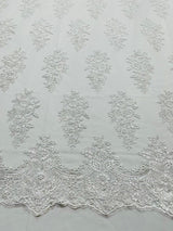 Valentina Floral Embroider With Sequins Mesh Lace Fabric - Floral Embroidered Sequins, 54" Width (1 Yard)