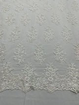 Valentina Floral Embroider With Sequins Mesh Lace Fabric - Floral Embroidered Sequins, 54" Width (1 Yard)