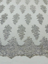 Valentina Floral Embroider With Sequins Mesh Lace Fabric - Floral Embroidered Sequins, 54" Width (1 Yard)