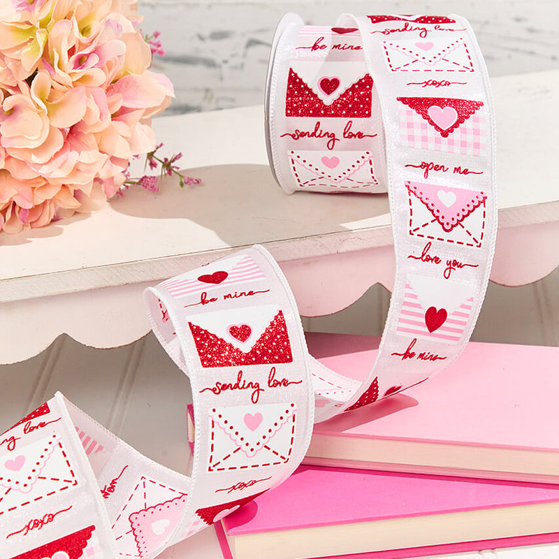 2.5" x 10 Yard Valentine Letters Ribbon