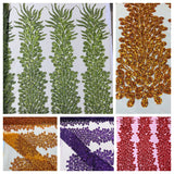 Vegas Beaded Feather Design Mesh Fabric - Beaded Feather Pattern, 50" Width (1 Panel)