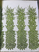 Vegas Beaded Feather Design Mesh Fabric - Beaded Feather Pattern, 50" Width (1 Panel)