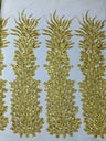 Vegas Beaded Feather Design Mesh Fabric - Beaded Feather Pattern, 50" Width (1 Panel)